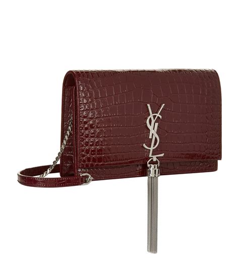 Saint Laurent Kate Tassel Chain Wallet Bag in Dark Red Wine